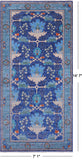 Blue Turkish Oushak Hand Knotted Wool Rug - 7' 1" X 14' 7"