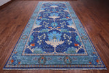 Blue Turkish Oushak Hand Knotted Wool Rug - 7' 1" X 14' 7"