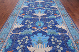 Blue Turkish Oushak Hand Knotted Wool Rug - 7' 1" X 14' 7"