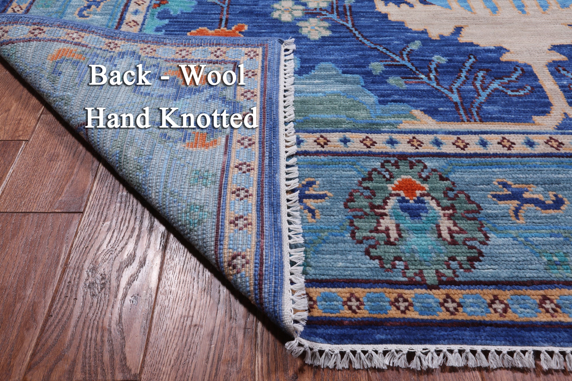 Blue Turkish Oushak Hand Knotted Wool Rug - 7' 1" X 14' 7"