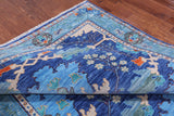 Blue Turkish Oushak Hand Knotted Wool Rug - 7' 1" X 14' 7"