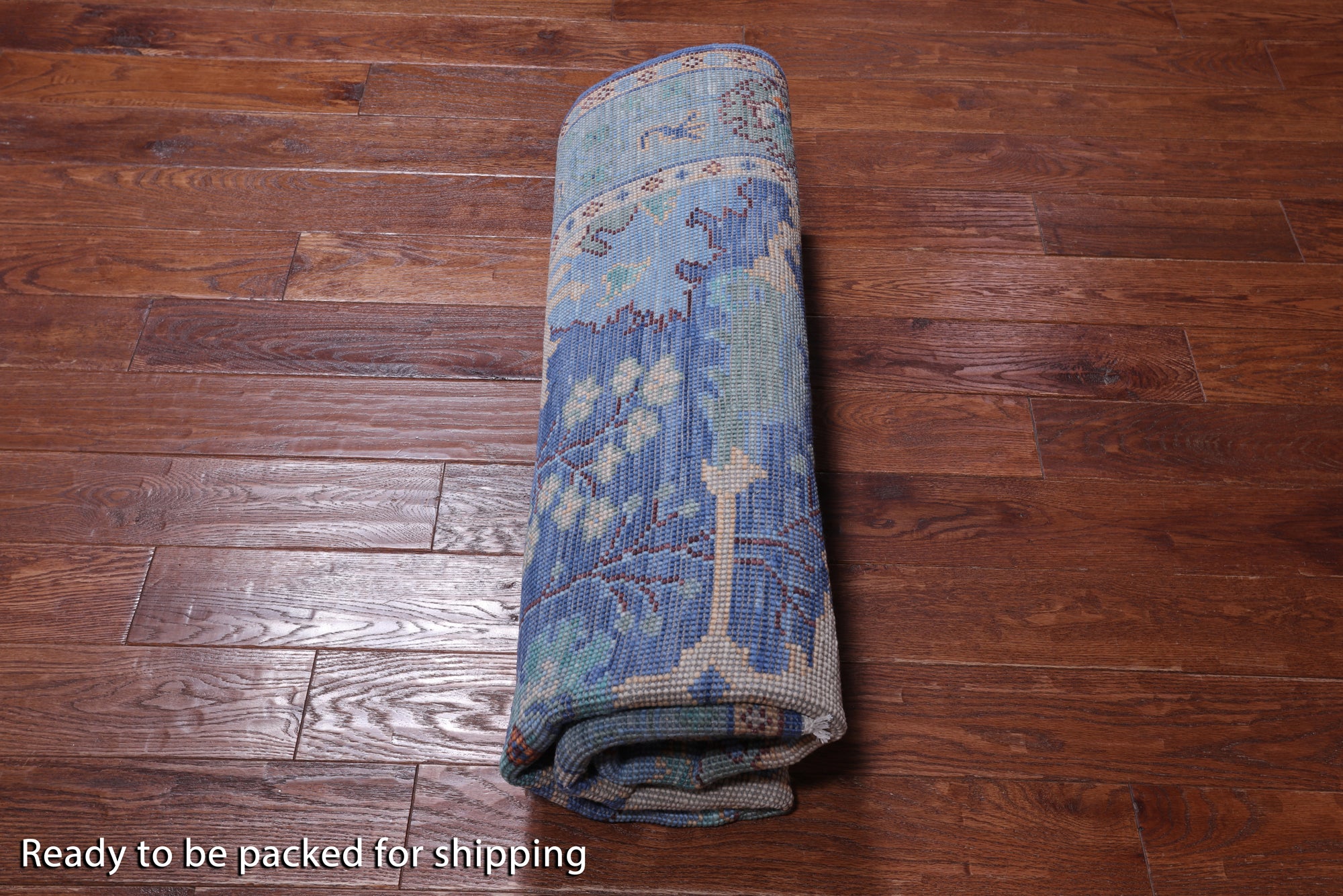 Blue Square Turkish Oushak Hand Knotted Wool Rug - 6' 0" X 6' 0"