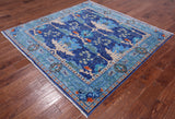 Blue Square Turkish Oushak Hand Knotted Wool Rug - 6' 0" X 6' 0"