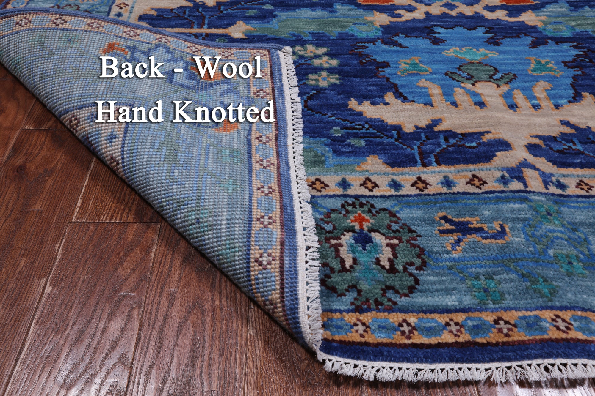 Blue Square Turkish Oushak Hand Knotted Wool Rug - 6' 0" X 6' 0"
