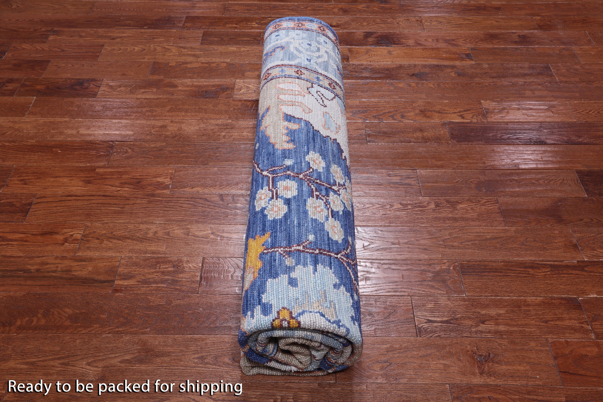 Blue Square Turkish Oushak Handmade Wool Rug - 9' 1" X 9' 1"