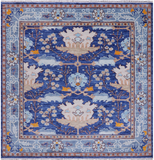 Blue Square Turkish Oushak Handmade Wool Rug - 9' 1" X 9' 1"