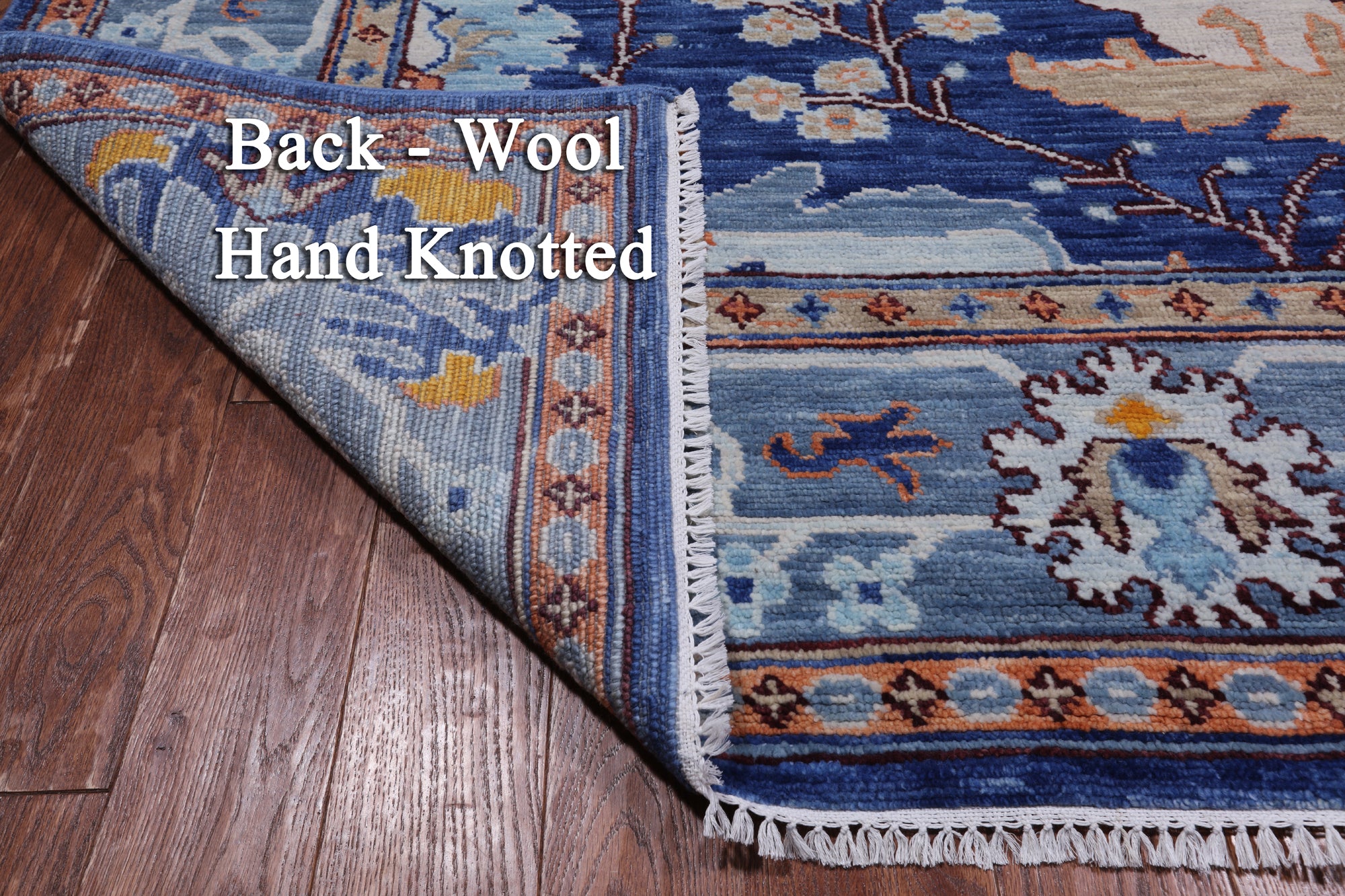 Blue Square Turkish Oushak Handmade Wool Rug - 9' 1" X 9' 1"