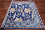 Blue Square Turkish Oushak Handmade Wool Rug - 6' 2" X 6' 2"