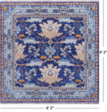 Blue Square Turkish Oushak Handmade Wool Rug - 6' 2" X 6' 2"