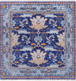 Blue Square Turkish Oushak Handmade Wool Rug - 6' 2" X 6' 2"