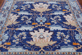 Blue Square Turkish Oushak Handmade Wool Rug - 6' 2" X 6' 2"