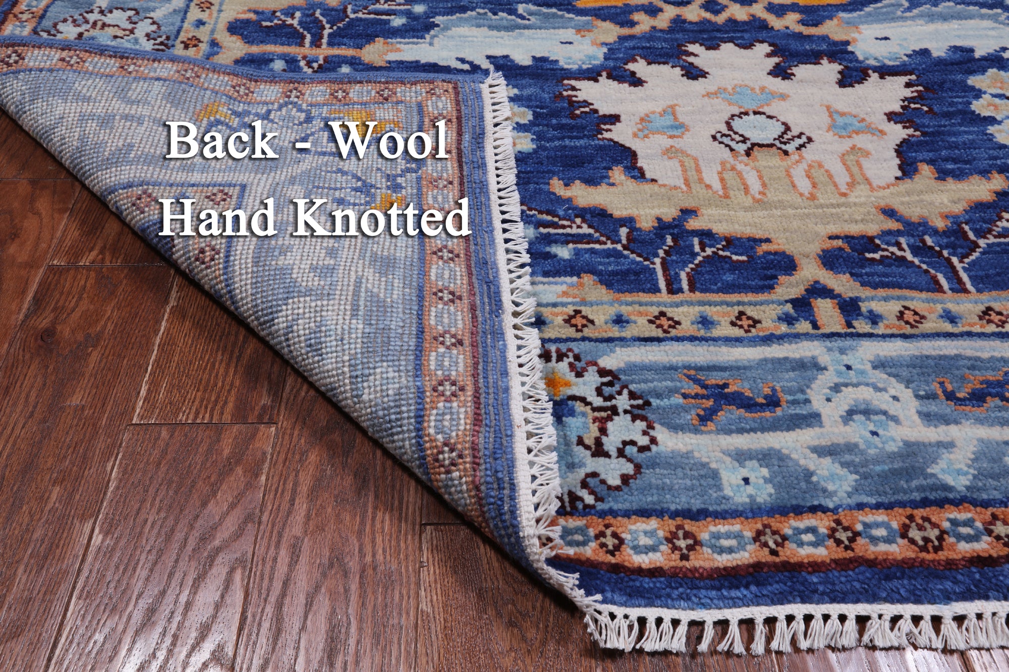 Blue Square Turkish Oushak Handmade Wool Rug - 6' 2" X 6' 2"