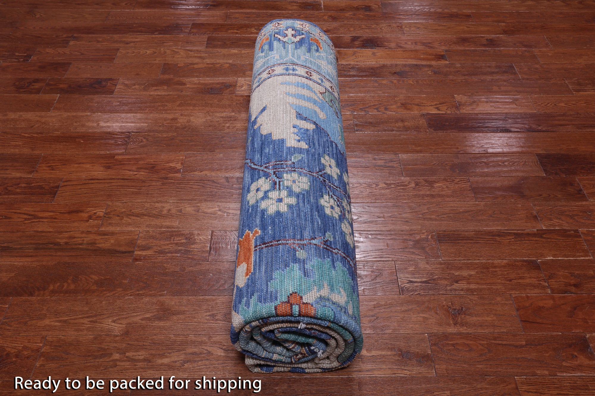 Blue Turkish Oushak Handmade Wool Rug - 9' 3" X 12' 3"