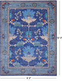 Blue Turkish Oushak Handmade Wool Rug - 9' 3" X 12' 3"