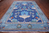 Blue Turkish Oushak Handmade Wool Rug - 9' 3" X 12' 3"
