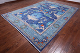 Blue Turkish Oushak Handmade Wool Rug - 9' 3" X 12' 3"