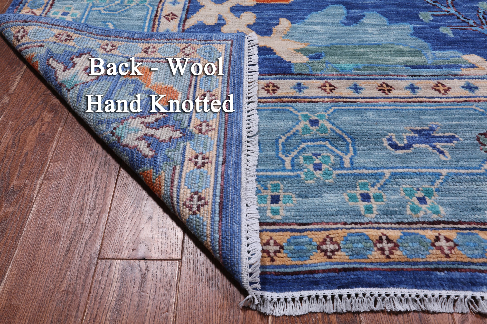 Blue Turkish Oushak Handmade Wool Rug - 9' 3" X 12' 3"