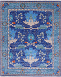 Blue Turkish Oushak Hand Knotted Wool Rug - 8' 1" X 9' 10"