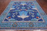 Blue Turkish Oushak Hand Knotted Wool Rug - 8' 1" X 9' 10"