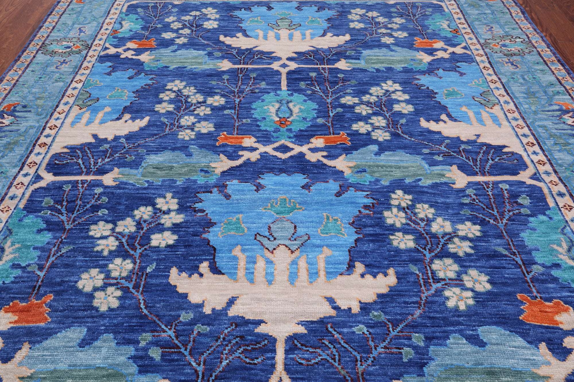 Blue Turkish Oushak Hand Knotted Wool Rug - 8' 1" X 9' 10"