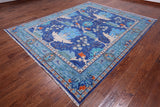 Blue Turkish Oushak Hand Knotted Wool Rug - 8' 1" X 9' 10"