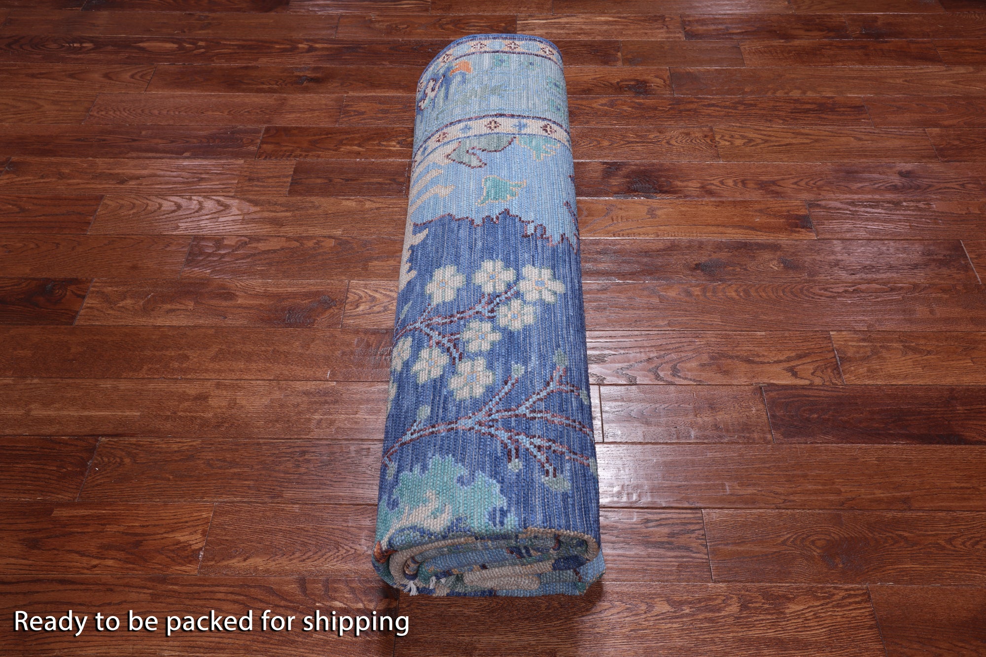 Blue Turkish Oushak Hand Knotted Wool Rug - 8' 1" X 9' 10"