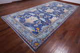 Blue Turkish Oushak Hand Knotted Wool Rug - 8' 0" X 16' 1"