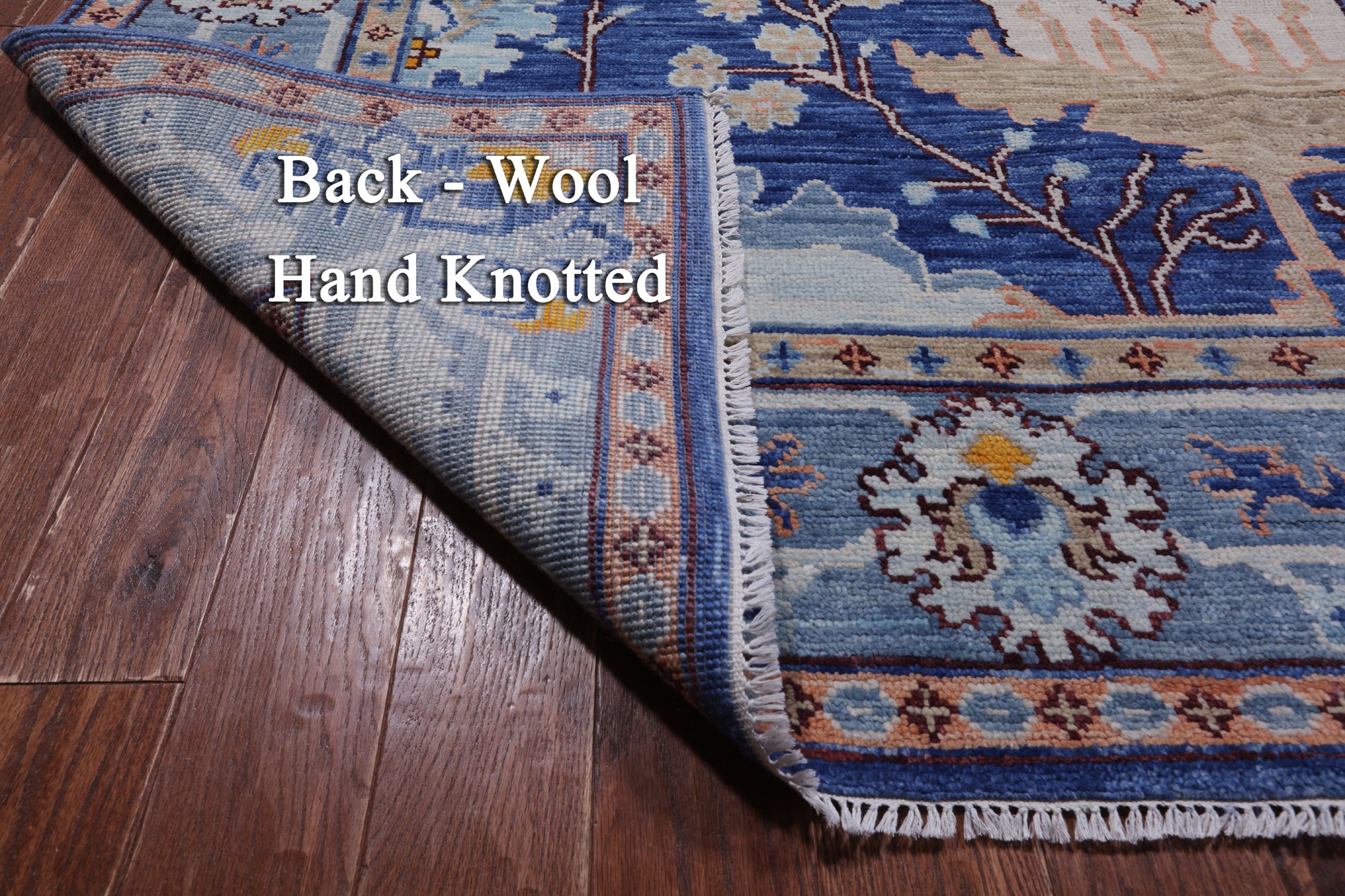 Blue Turkish Oushak Hand Knotted Wool Rug - 8' 0" X 16' 1"