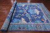 Blue Turkish Oushak Hand Knotted Wool Rug - 8' 1" X 16' 3"