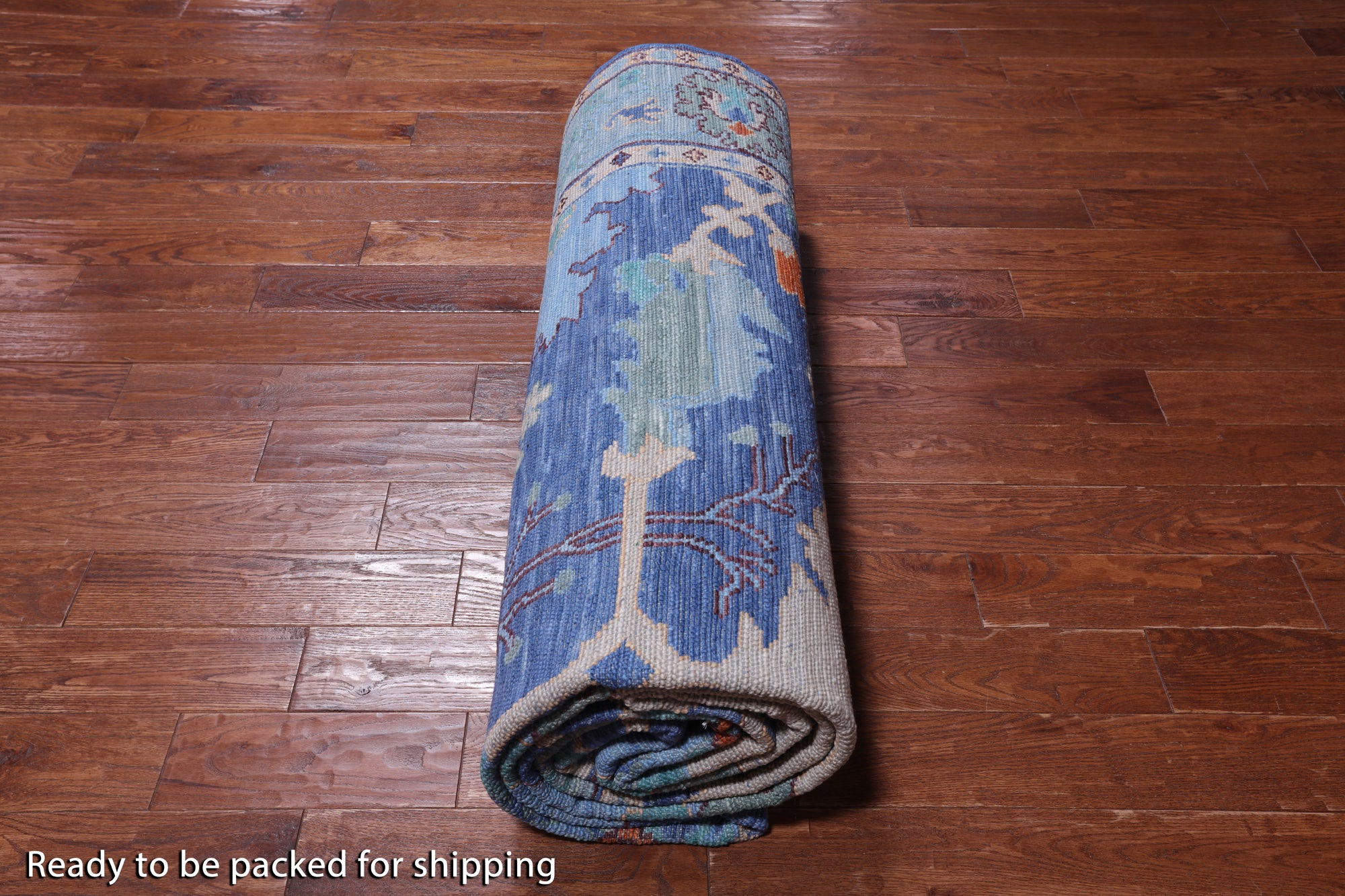 Blue Turkish Oushak Hand Knotted Wool Rug - 8' 1" X 16' 3"