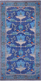 Blue Turkish Oushak Hand Knotted Wool Rug - 8' 1" X 16' 3"