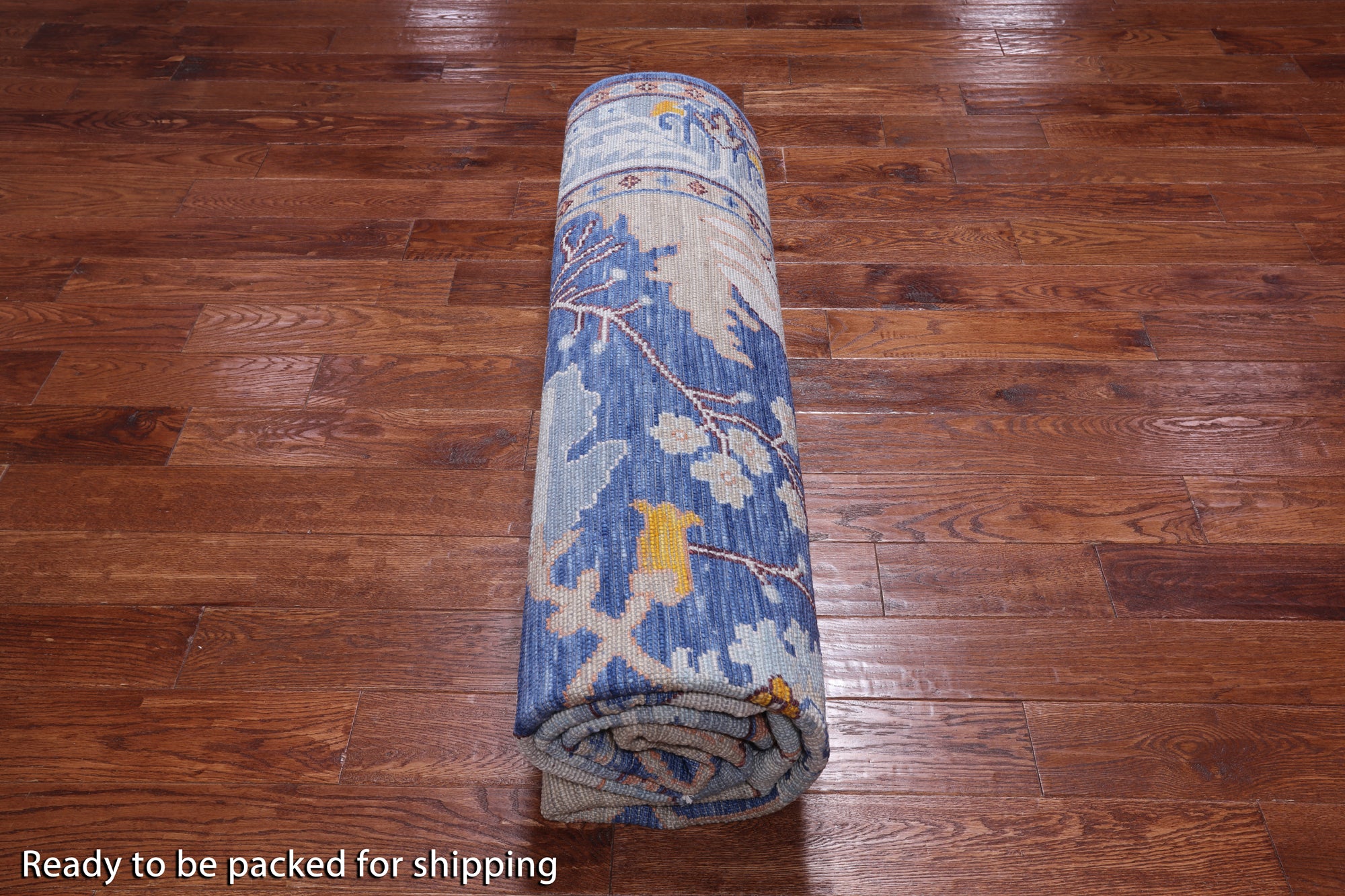 Blue Turkish Oushak Handmade Wool Rug - 8' 3" X 10' 1"