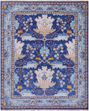 Blue Turkish Oushak Handmade Wool Rug - 8' 3" X 10' 1"