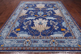 Blue Turkish Oushak Handmade Wool Rug - 8' 3" X 10' 1"