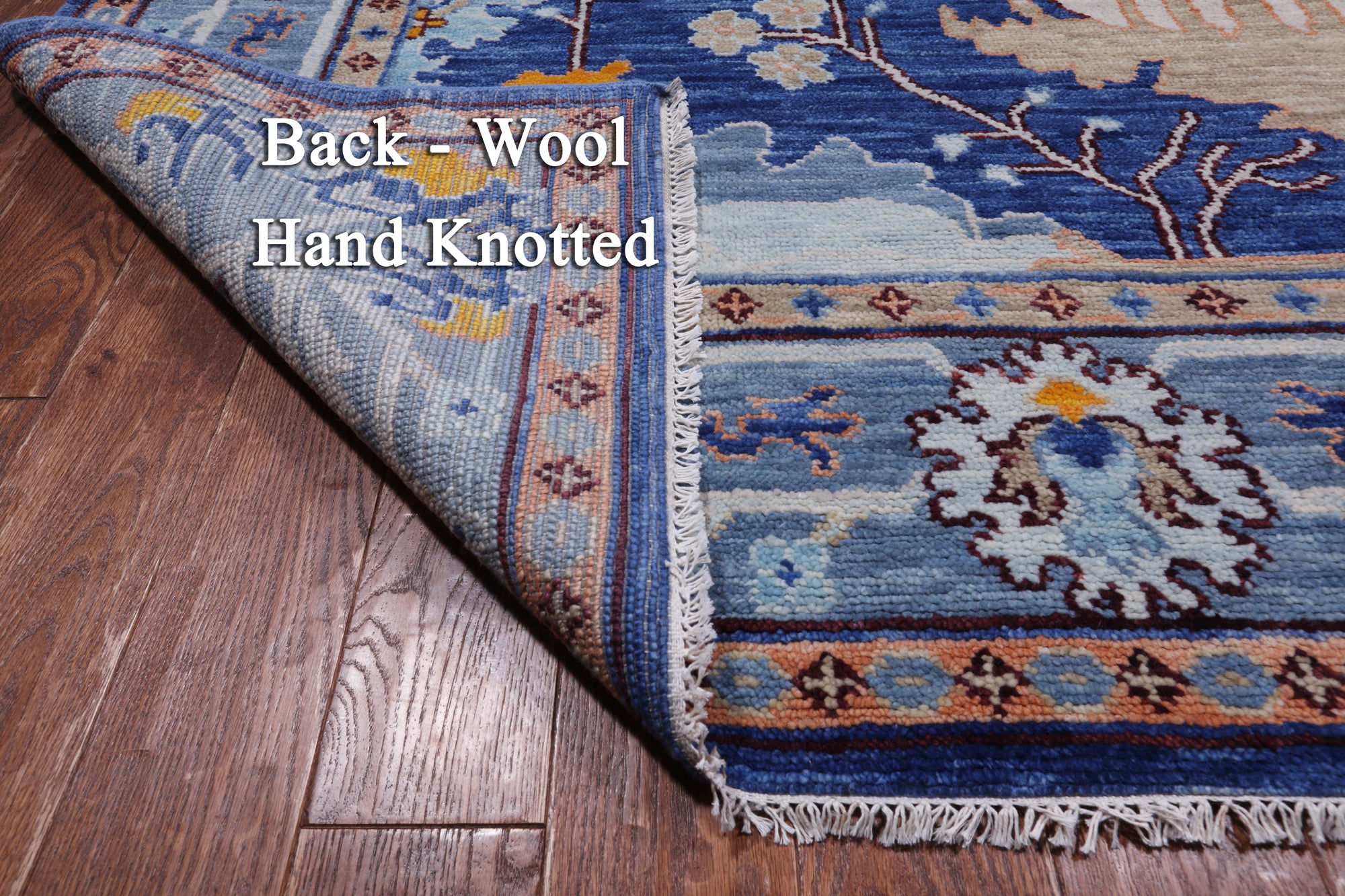 Blue Turkish Oushak Handmade Wool Rug - 8' 3" X 10' 1"