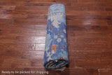 Blue Square Turkish Oushak Hand Knotted Wool Rug - 7' 1" X 7' 1"