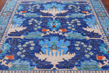 Blue Square Turkish Oushak Hand Knotted Wool Rug - 7' 1" X 7' 1"