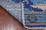 Blue Square Turkish Oushak Hand Knotted Wool Rug - 7' 1" X 7' 1"