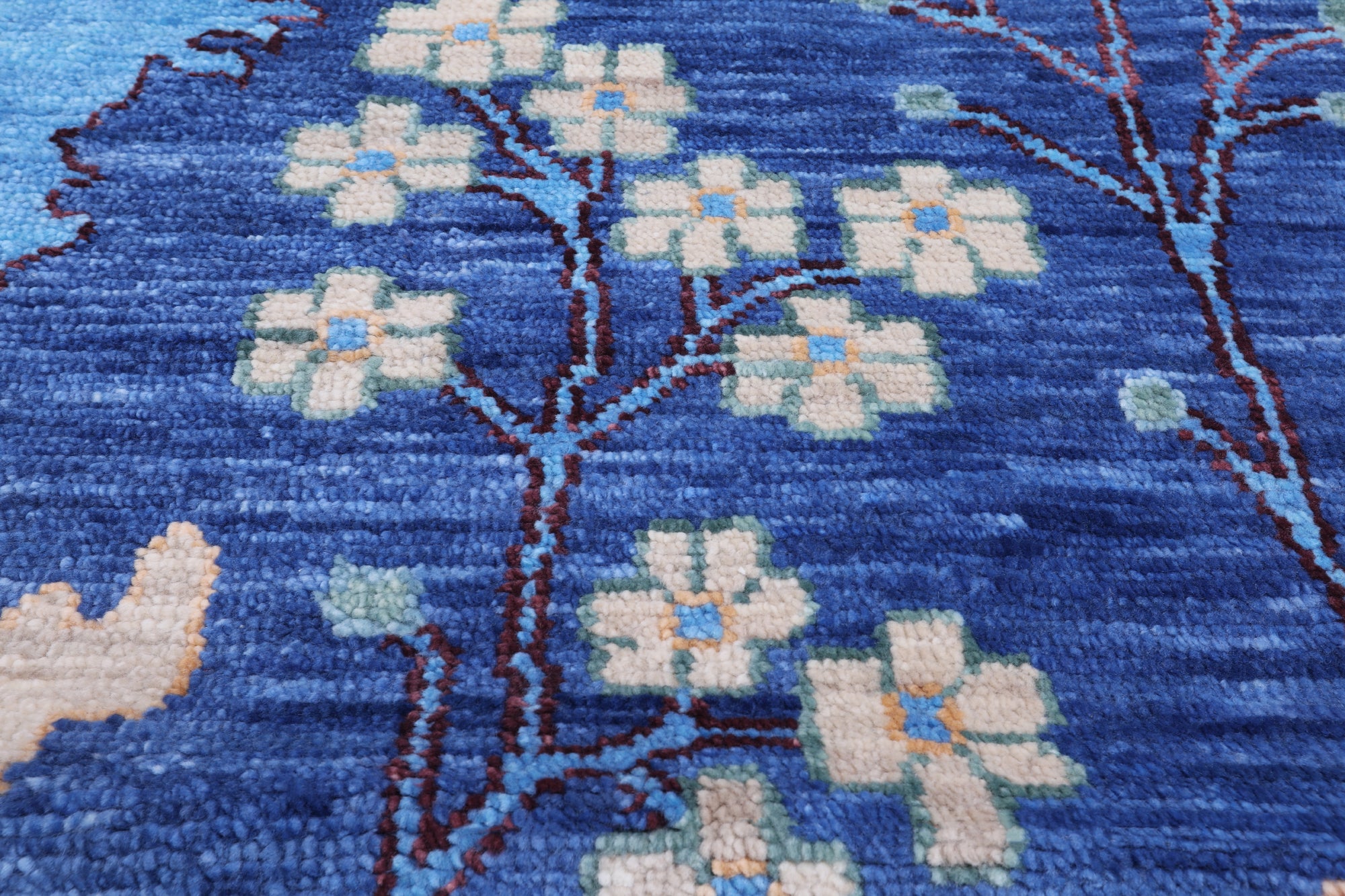 Blue Turkish Oushak Handmade Wool Rug - 10' 3" X 13' 11"