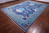 Blue Turkish Oushak Handmade Wool Rug - 10' 3" X 13' 11"