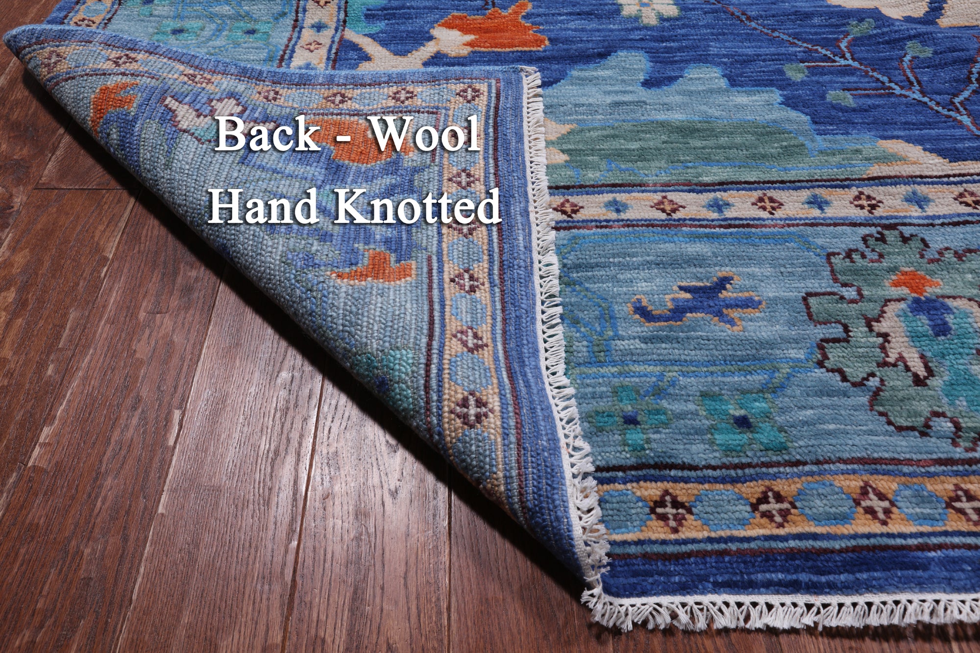 Blue Turkish Oushak Handmade Wool Rug - 10' 3" X 13' 11"