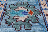 Blue Turkish Oushak Handmade Wool Rug - 10' 3" X 13' 11"