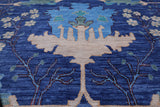Blue Turkish Oushak Handmade Wool Rug - 10' 3" X 13' 11"