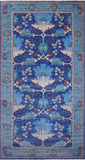 Blue Turkish Oushak Handmade Wool Rug - 9' 4" X 17' 10"