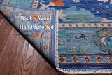 Blue Turkish Oushak Handmade Wool Rug - 9' 4" X 17' 10"