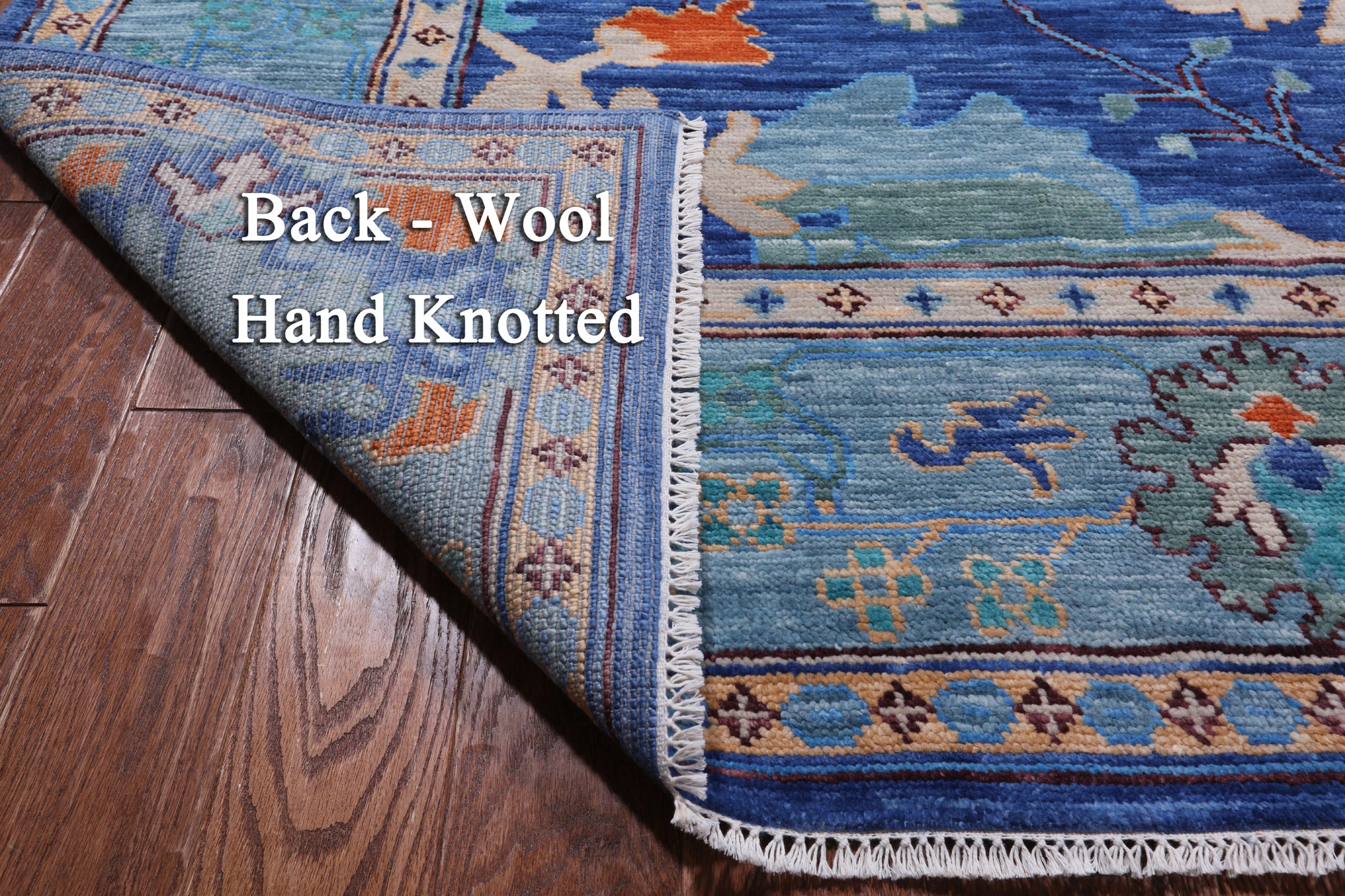 Blue Turkish Oushak Handmade Wool Rug - 9' 4" X 17' 10"