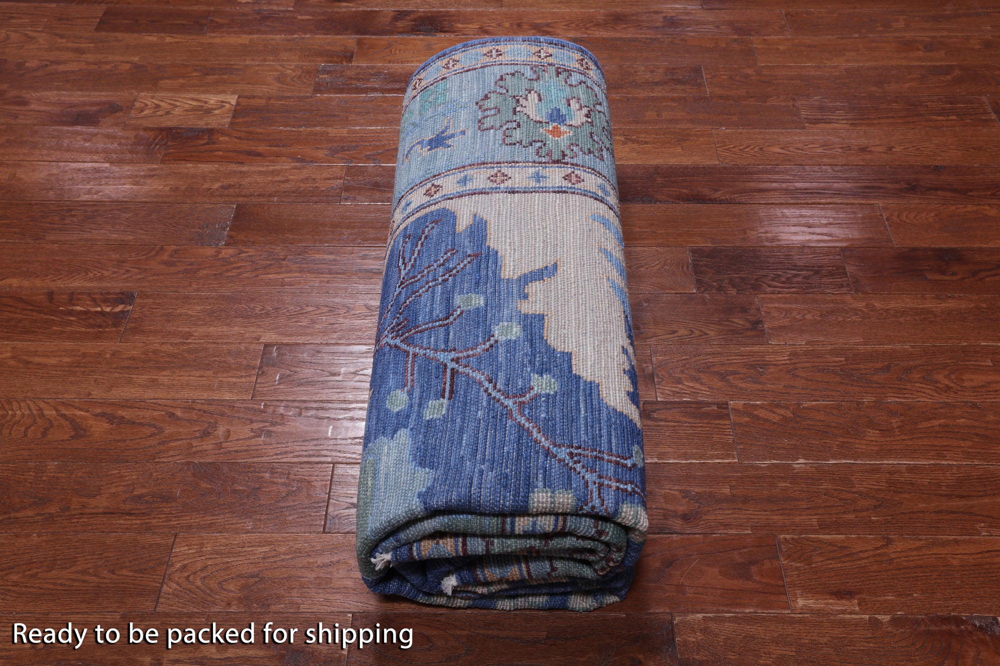 Blue Square Turkish Oushak Handmade Wool Rug - 10' 2" X 10' 2"