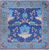 Blue Square Turkish Oushak Handmade Wool Rug - 10' 2" X 10' 2"