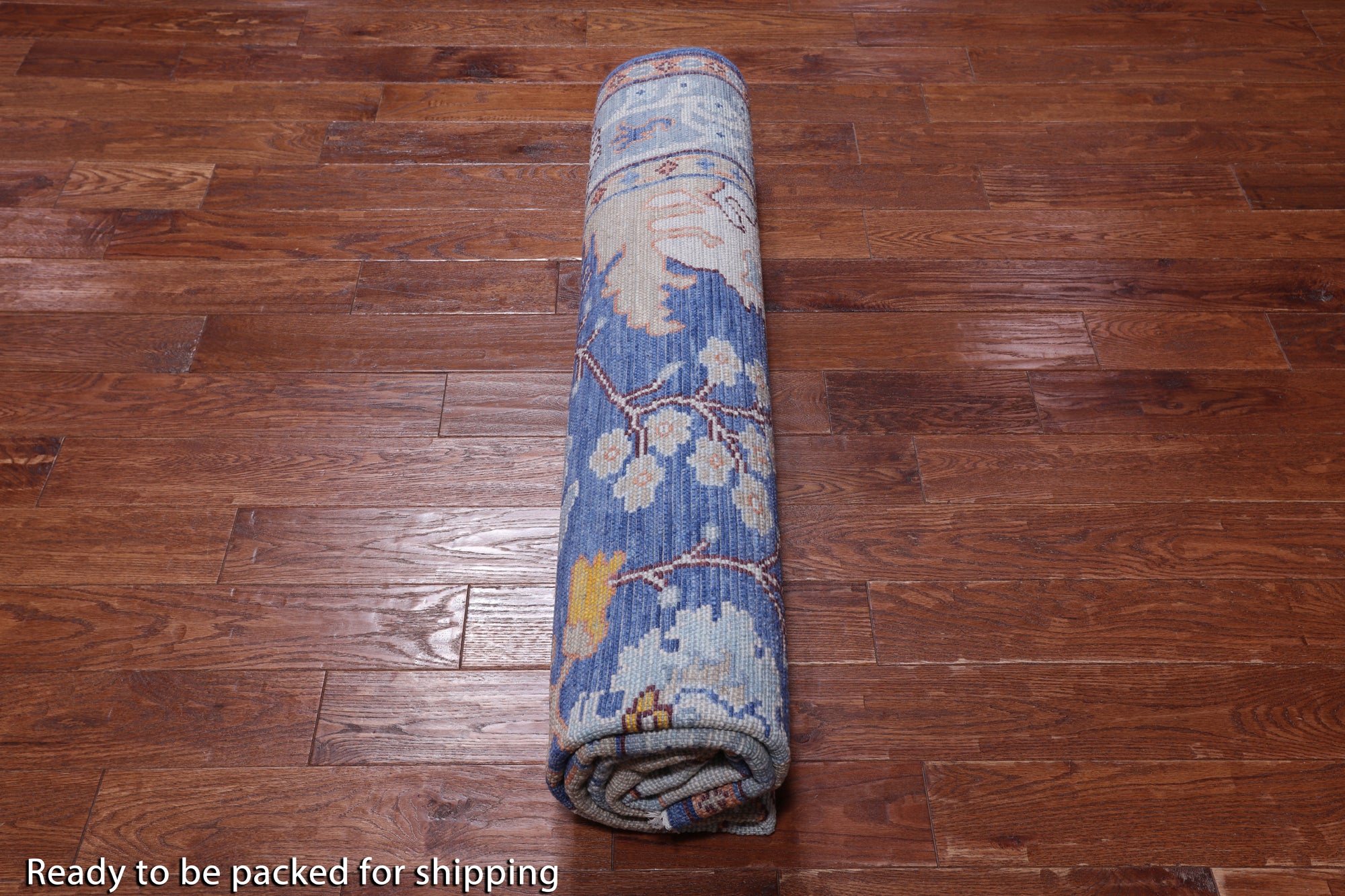 Blue 8' Square Turkish Oushak Hand Knotted Wool Rug - 8' 2" X 8' 2"