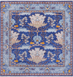 Blue 8' Square Turkish Oushak Hand Knotted Wool Rug - 8' 2" X 8' 2"